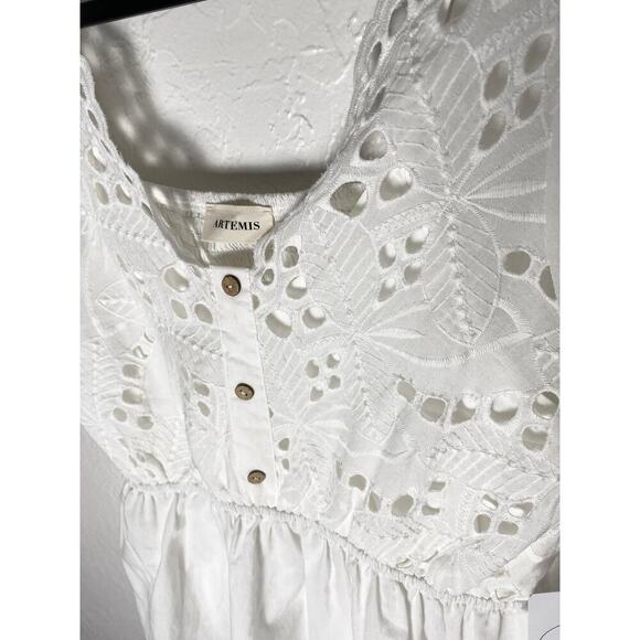 Artemis Women's Peplum Eyelet Top Feminine Flutter Sleeve Lightweight NWT Fairy - Picture 3 of 6